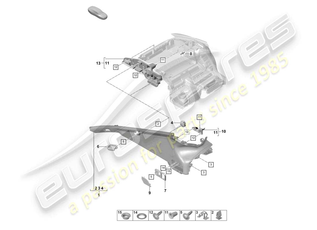 porsche 2024 (panamera 971-2) d-säulenverkleidung hinterer gepäckraum teilediagramm