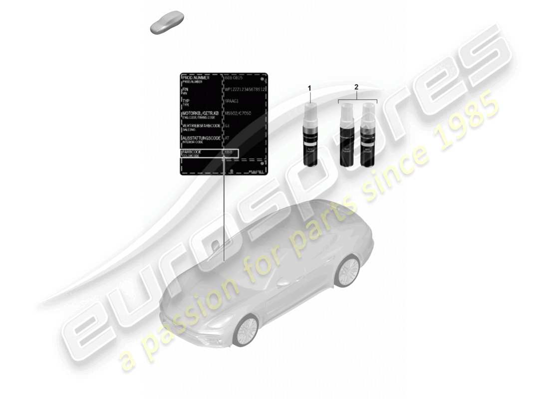 porsche 2022 (panamera 971-2) applikator für lackausbesserungen teilediagramm für lacke