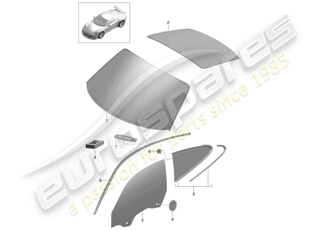 porsche 2021 (991-2 r/gt3/rs) fensterscheiben d >>- mj 2016 ersatzteildiagramm
