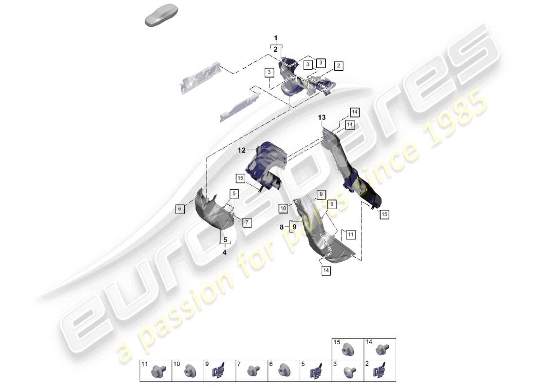 porsche 2026 (panamera 976) abgasanlage wärmedämmung luftführungskanal für fahrzeuge mit ottopartikelfilter teilediagramm