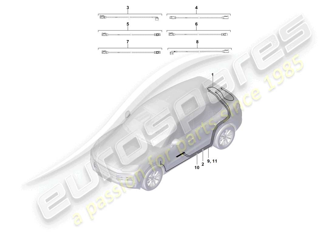 porsche 2025 (cayenne e3 pa) antennenanschlussleitung teilediagramm