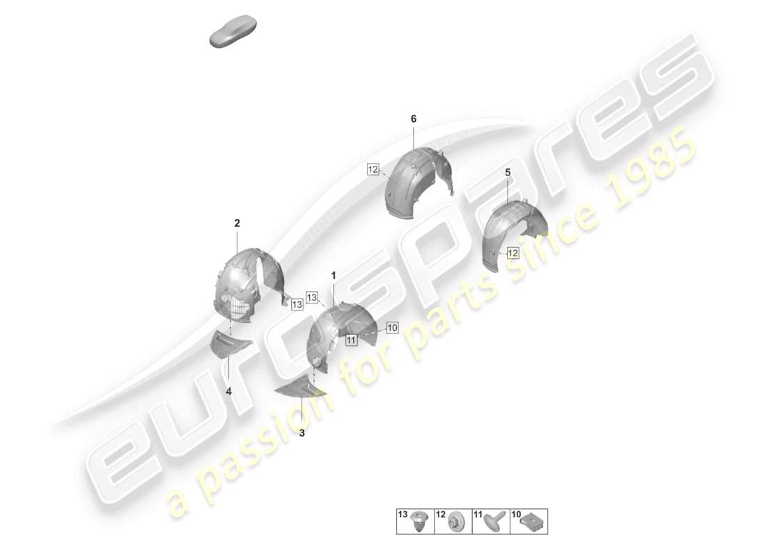 porsche 2023 (taycan 9j1-1) radkasteninnenblech ersatzteildiagramm