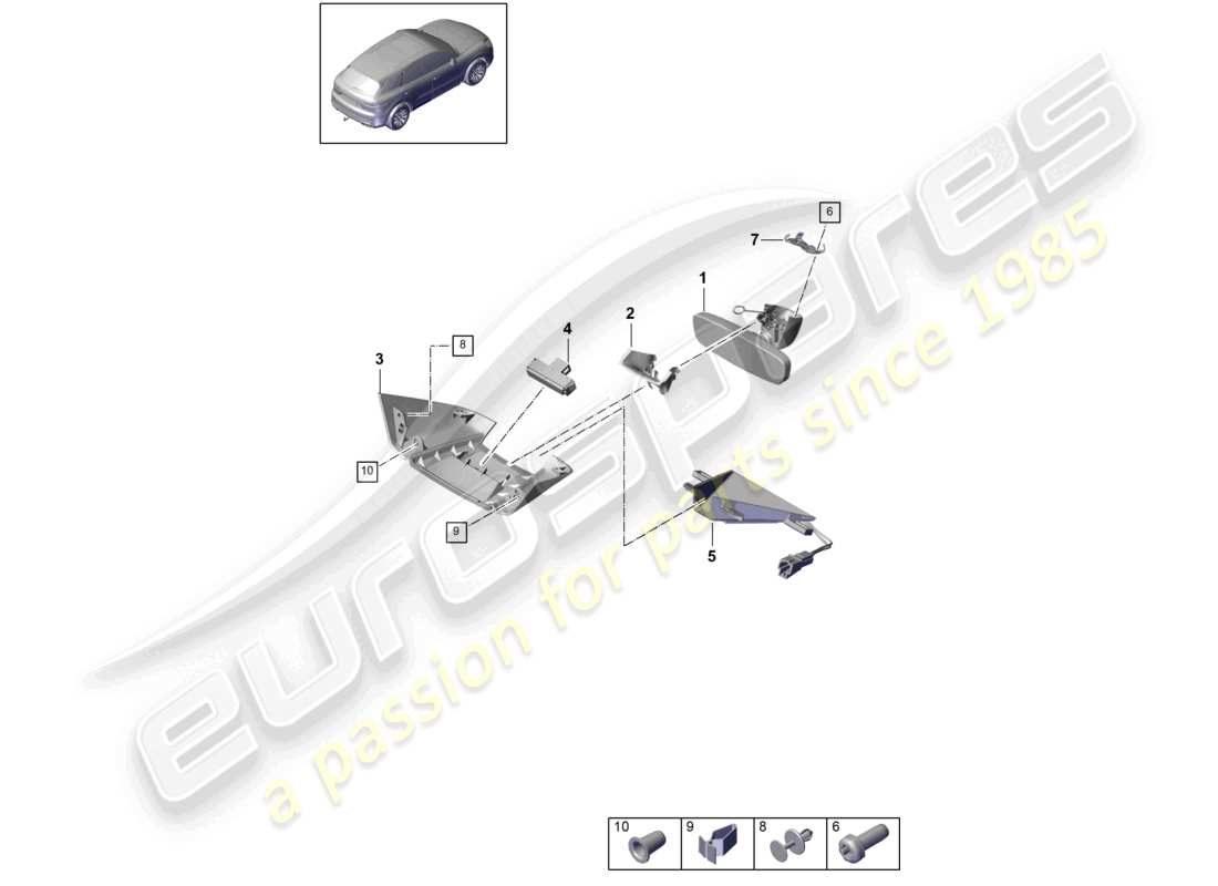 porsche 2024 (cayenne e3 9ya/9yb) innenspiegel zubehör teilediagramm