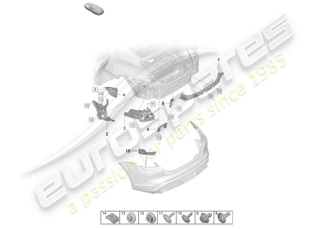 porsche 2022 (taycan 9j1-1) befestigungsteile heckstoßstange ersatzteildiagramm