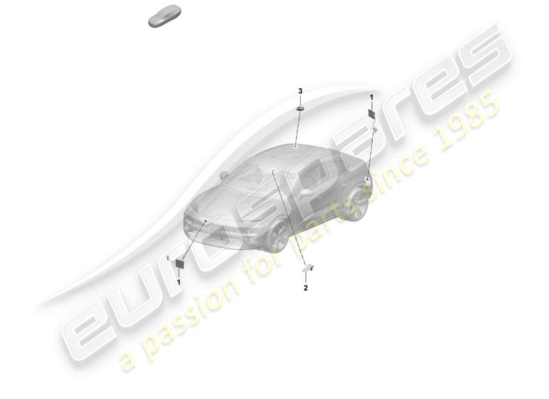 porsche 2025 (macan-e) antenne vorne teilediagramm