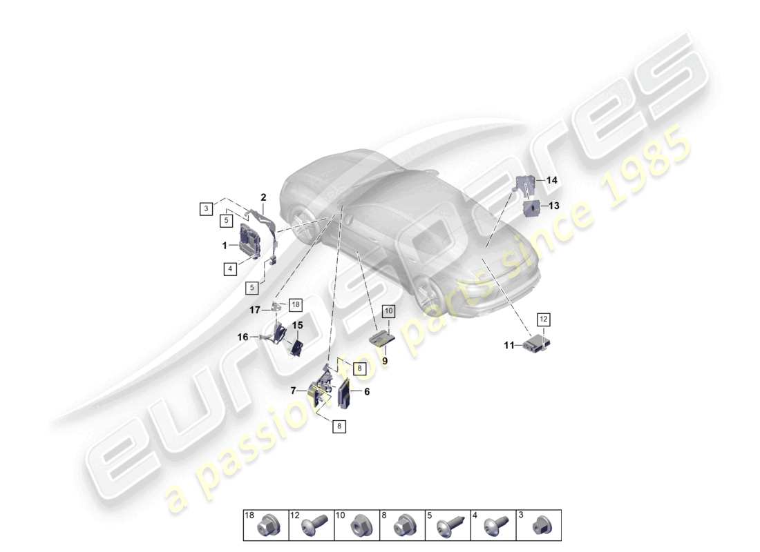 porsche 2025 (panamera 976) steuergeräte motor getriebe kraftstoffpumpe steuergerät für thermomanagement steuergerät für gateway teilediagramm