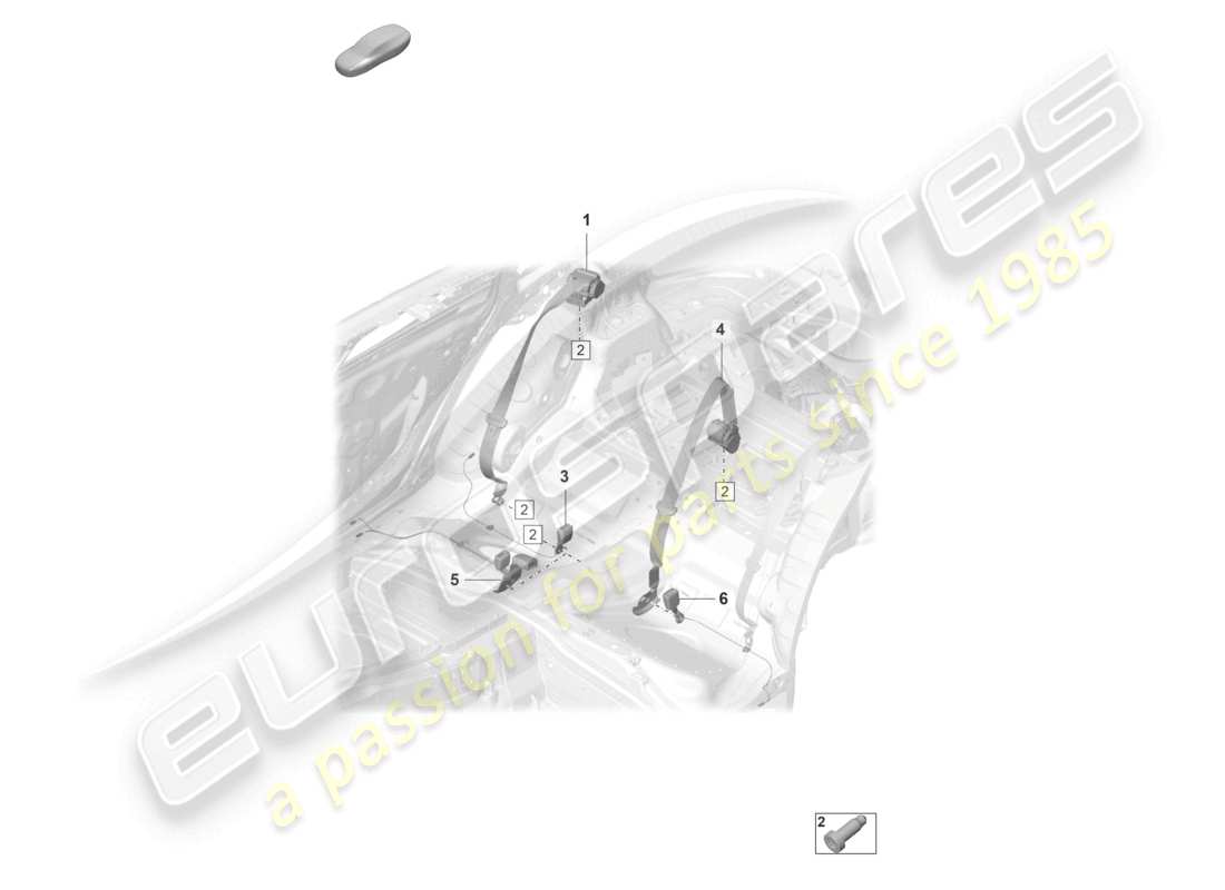 porsche 2023 (panamera 971-2) sicherheitsgurt mit hinterer gurtstraffereinheit teilediagramm
