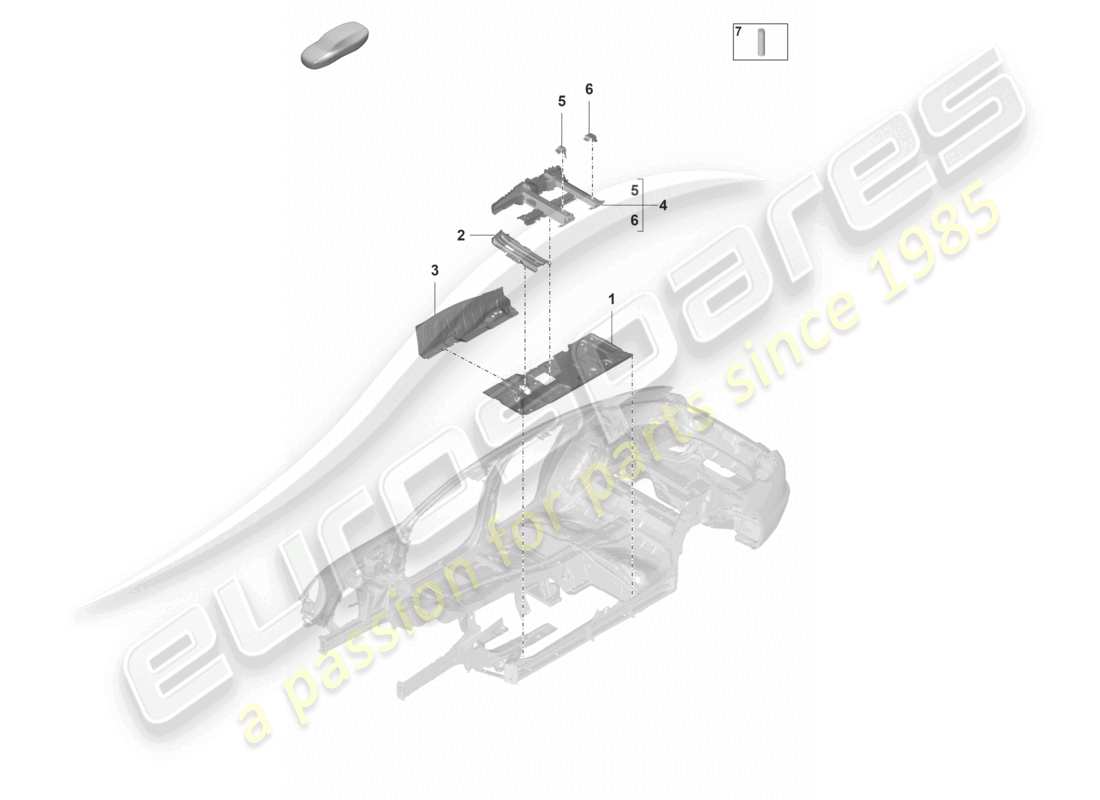 porsche 2023 (panamera 971-2) bodenplatten mitte sitzteildiagramm
