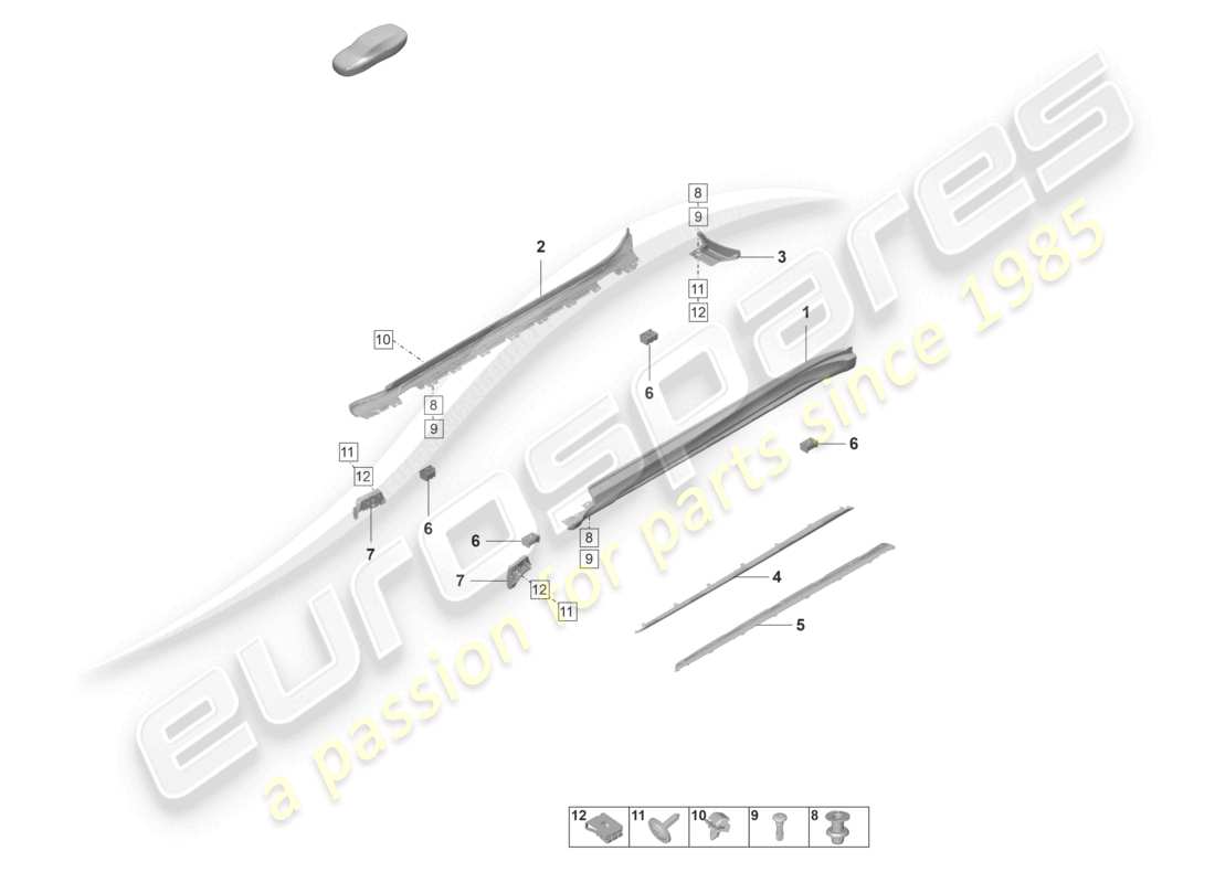 porsche 2021 (taycan 9j1-1) seitenschwellerverkleidung zubehör teileübersicht