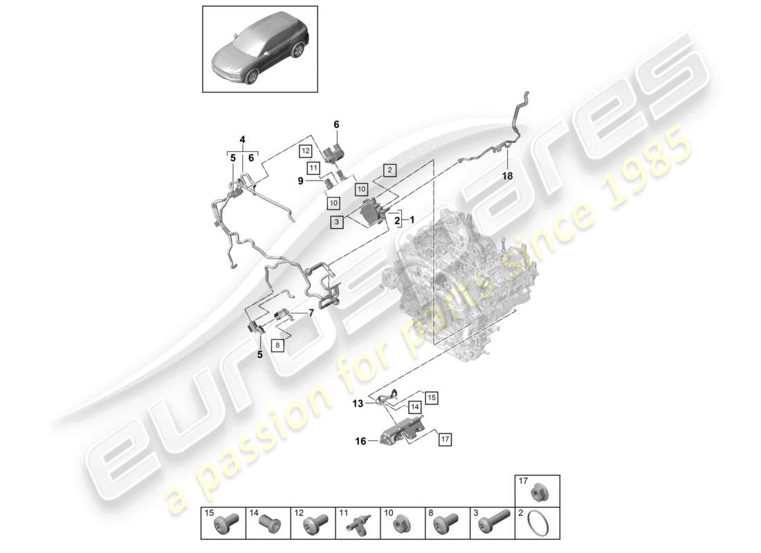 porsche 2024 (cayenne e3 9ya/9yb) vakuumsystem vakuumpumpe teilediagramm