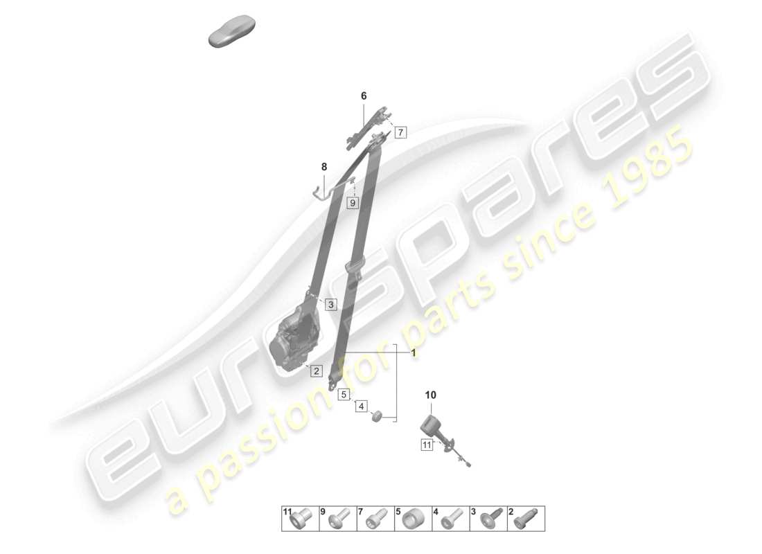 porsche 2026 (taycan 9j1-2) dreipunkt-sicherheitsgurt vorn gurtverriegelung teilediagramm