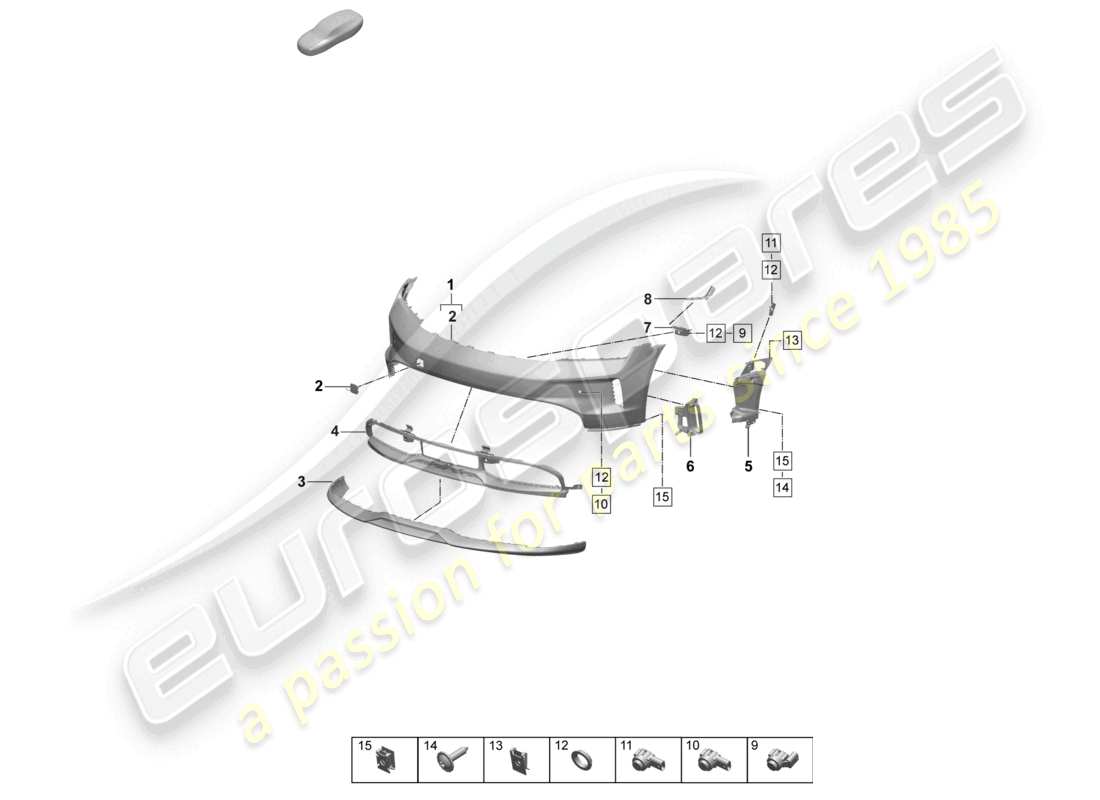 porsche 2026 (taycan 9j1-2) stoßstange vorne teilediagramm