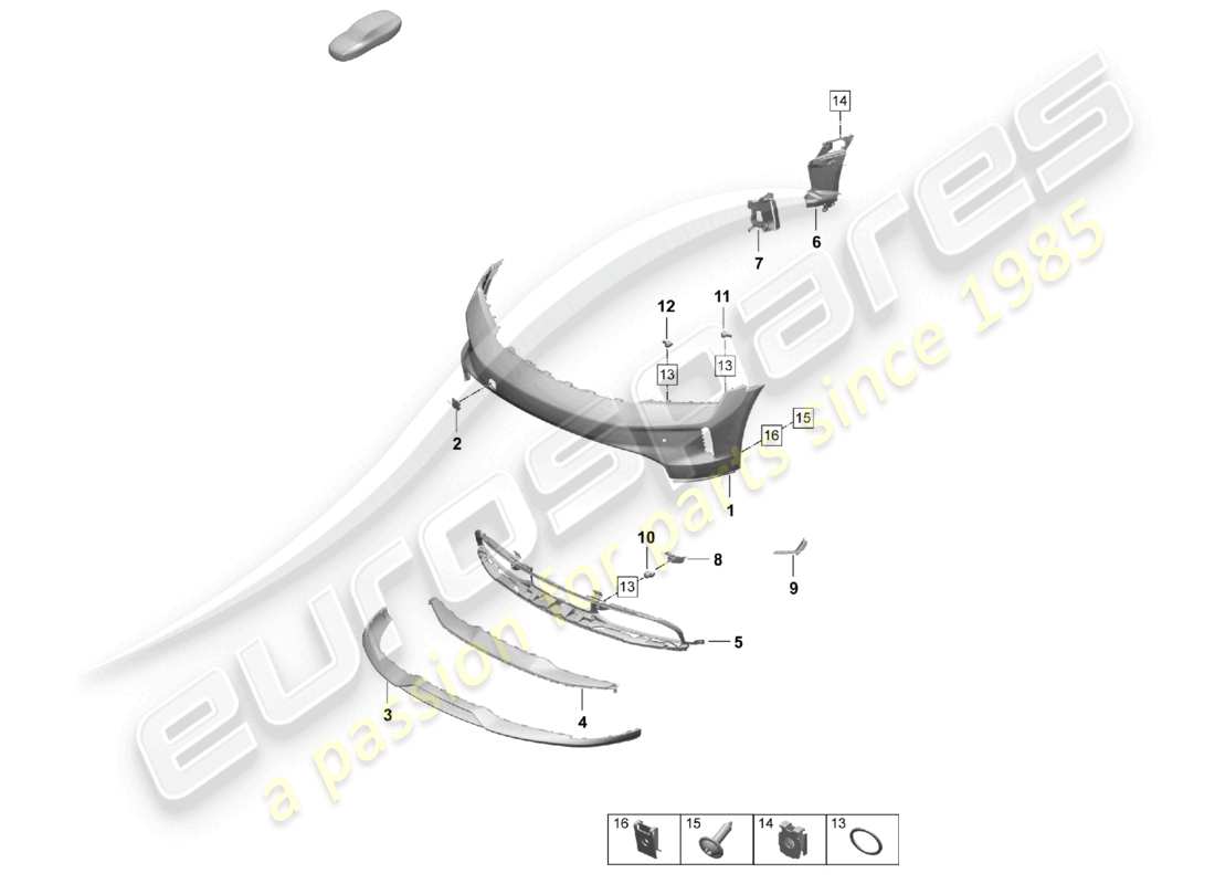 porsche 2026 (taycan 9j1-2) stoßfänger vorn taycan cross turismo teilediagramm