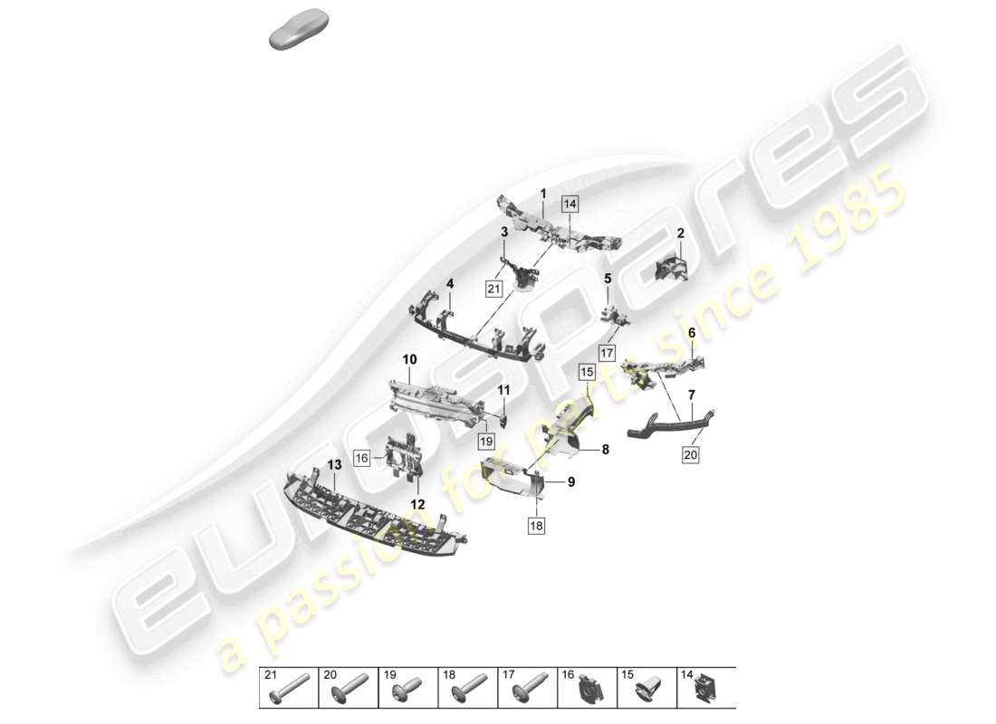 porsche 2025 (macan-e) frontend und luftführung teilediagramm