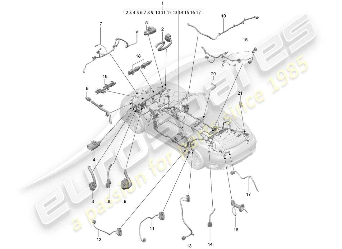 porsche 2018 (991-2 turbo) kabelbäume ersatzteildiagramm