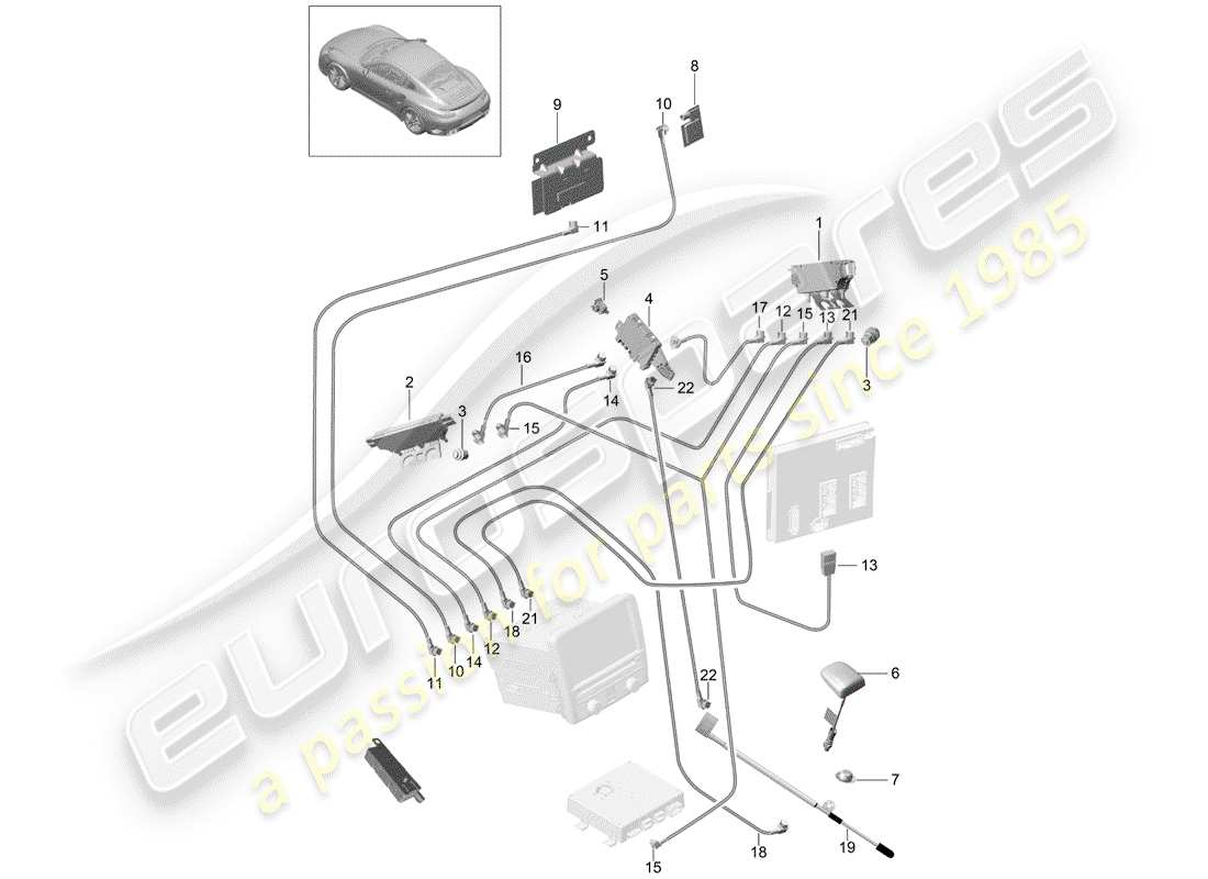 porsche 2018 (991-2 turbo) antennenverstärker teilediagramm