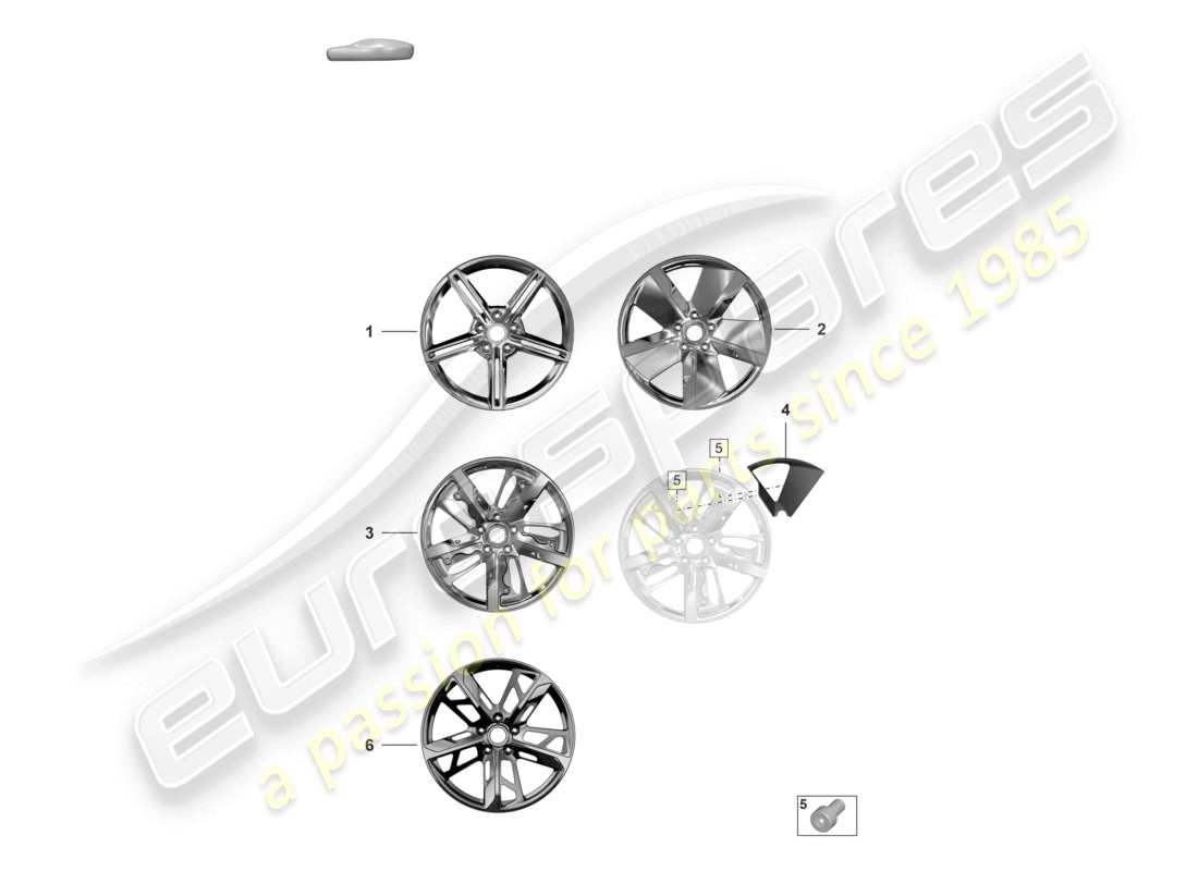 porsche 2020 (taycan 9j1-1) leichtmetallrad 21 ersatzteildiagramm