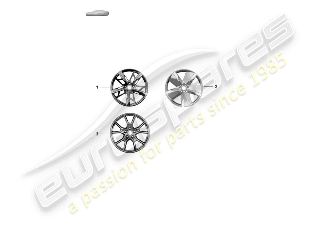 porsche 2020 (taycan 9j1-1) leichtmetallrad 21 ersatzteildiagramm
