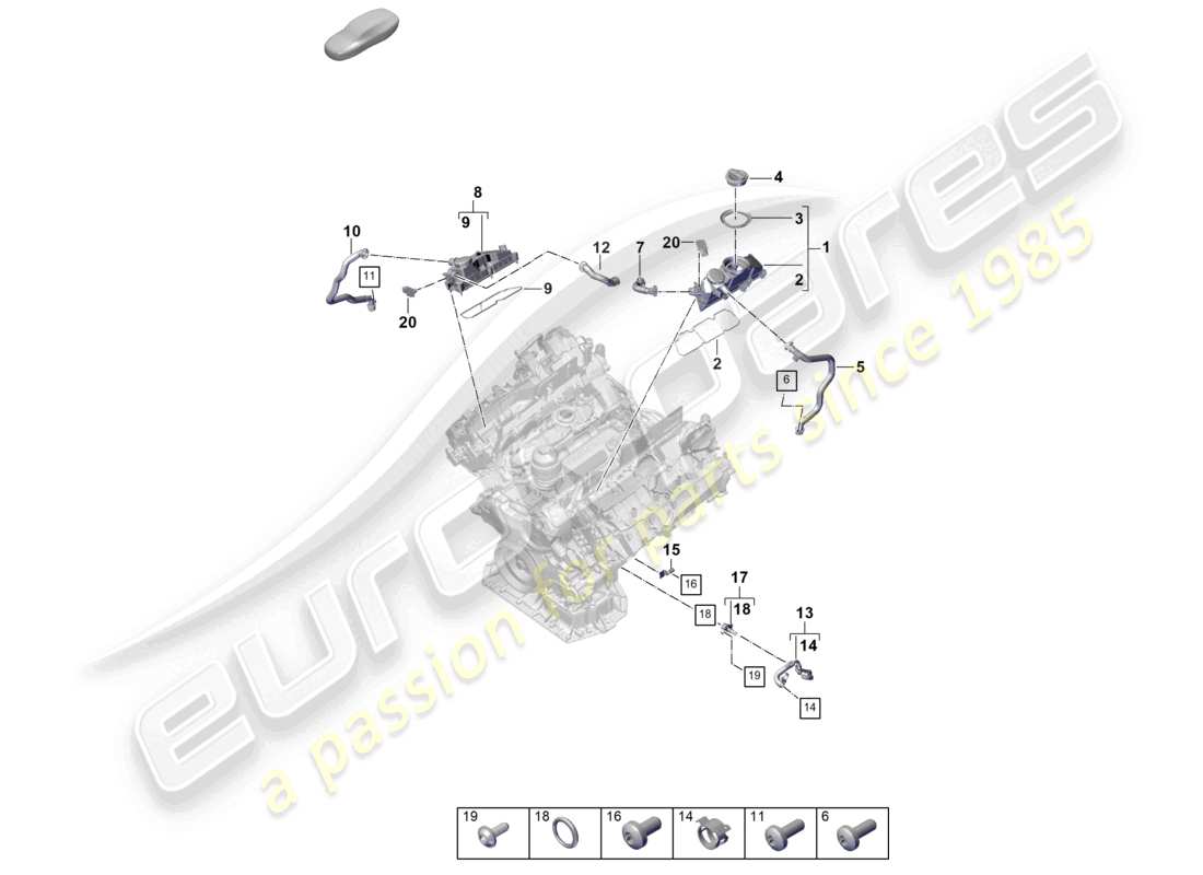 porsche 2024 (panamera 976) entlüftung für zylinderblock-ölabscheider teilediagramm