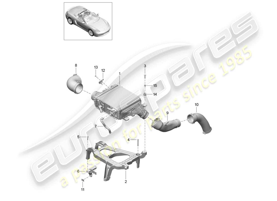 porsche 2022 (718 boxster) ladeluftkühler - teilediagramm