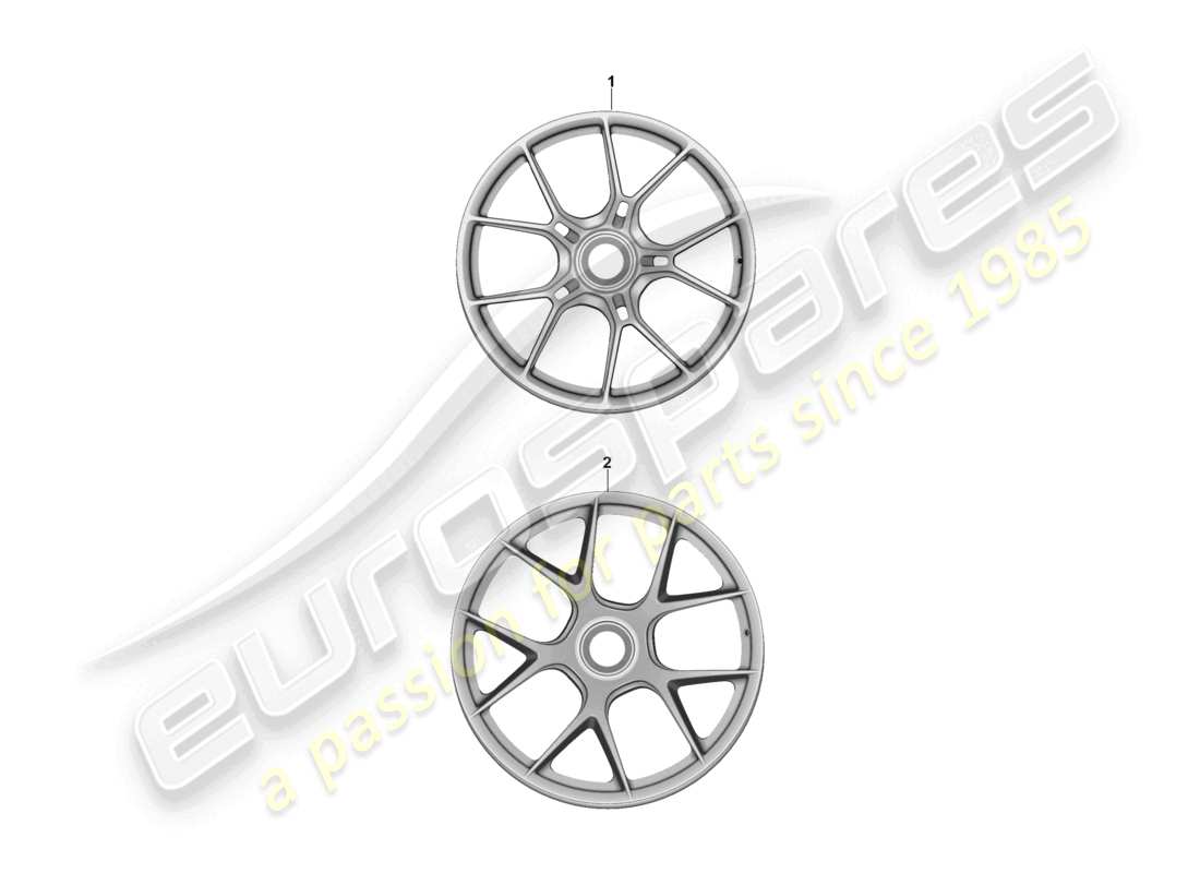 porsche 2025 (992-2 gt3) leichtmetallfelge mit zentralverschluss ersatzteildiagramm