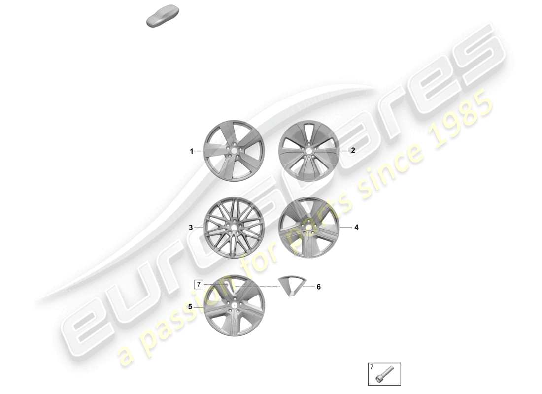 porsche 2025 (macan-e) leichtmetallfelge teilediagramm