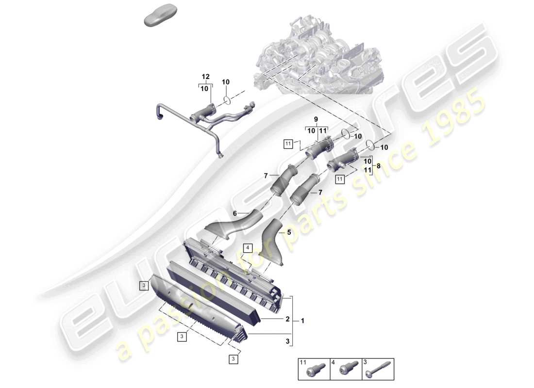 porsche 2025 (panamera 976) luftfiltergehäuse ansaugschlauch ansaugkrümmer teilediagramm