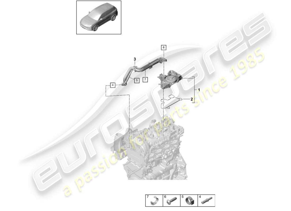 porsche 2024 (cayenne e3 9ya/9yb) ölabscheider entlüftungsleitung kurbelgehäuseentlüftung teilediagramm