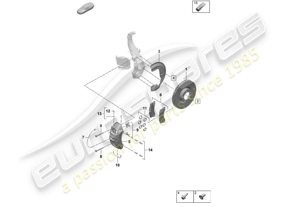 porsche 2026 (taycan 9j1-2) scheibenbremse 17 vorderachse schwarz teilediagramm