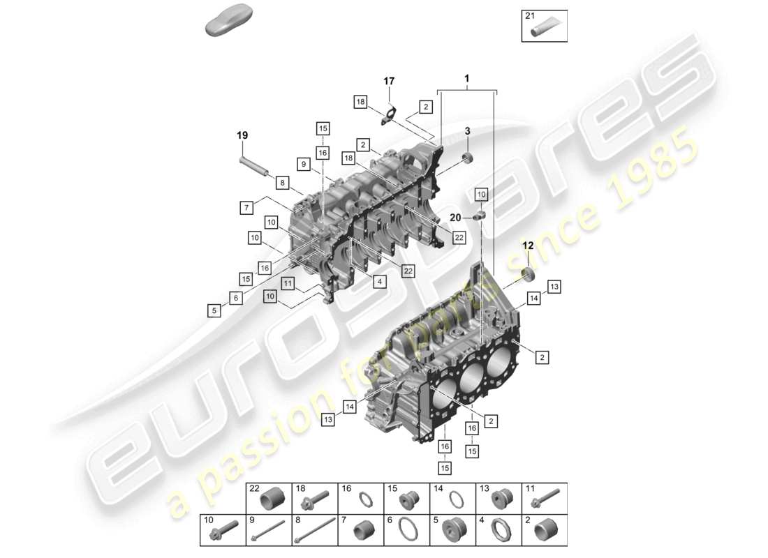 porsche 2021 (718 cayman) kurbelgehäuse ersatzteildiagramm