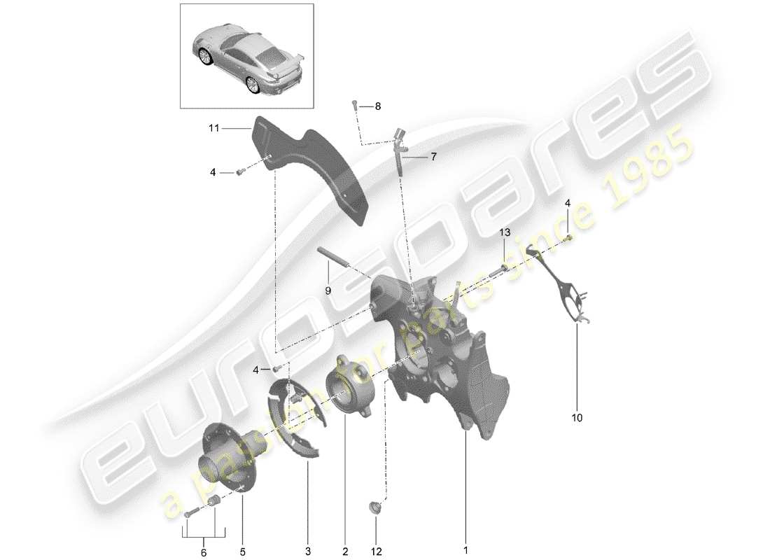 porsche 2018 (991-2 turbo) radträger ersatzteildiagramm