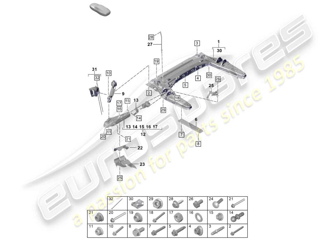 porsche 2025 (992-2 gt3) querträger querlenker unten teilediagramm