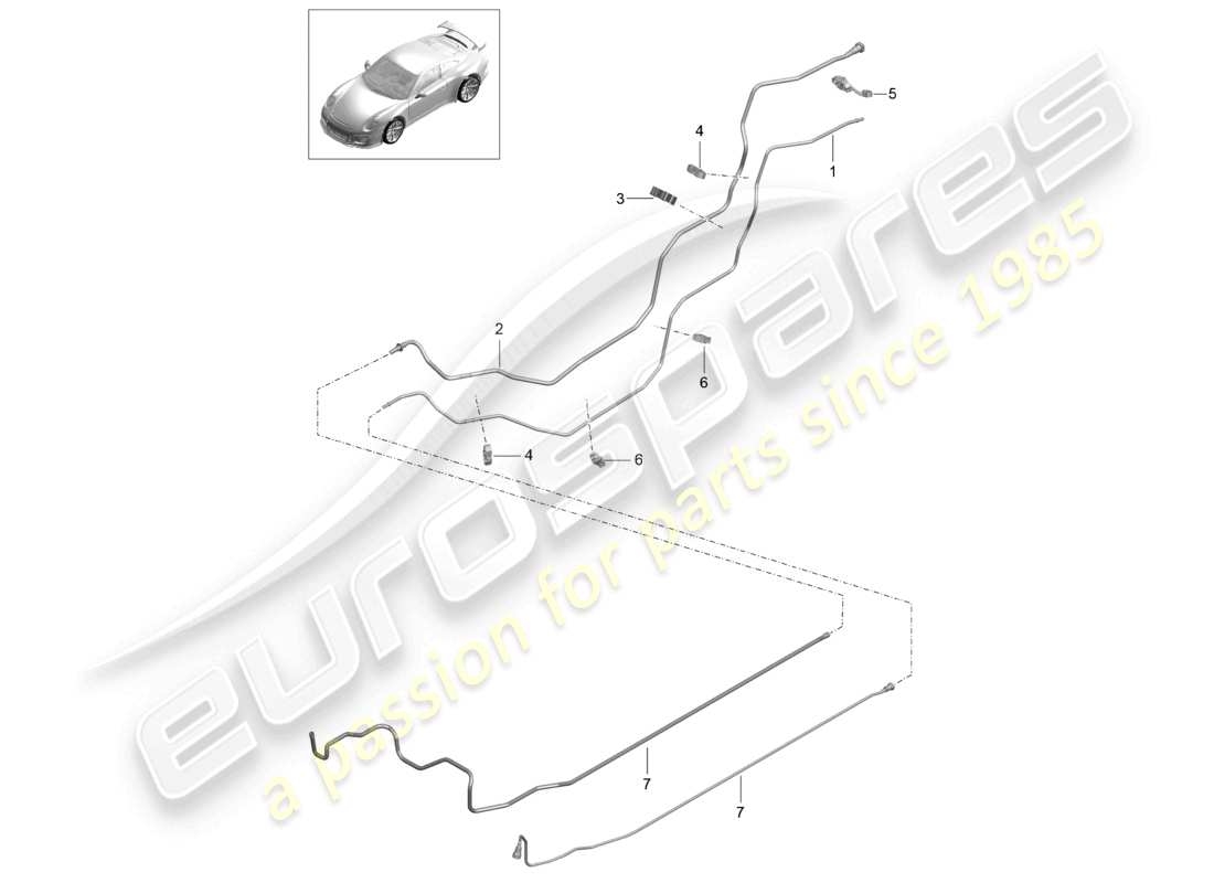 porsche 2021 (991-2 r/gt3/rs) kraftstoffleitung hinten kraftstoffversorgungssystem teilediagramm