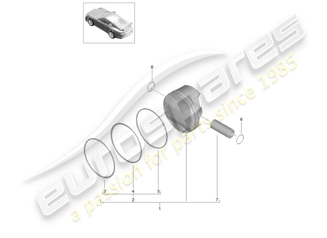 porsche 2021 (991-2 r/gt3/rs) kolben-teilediagramm
