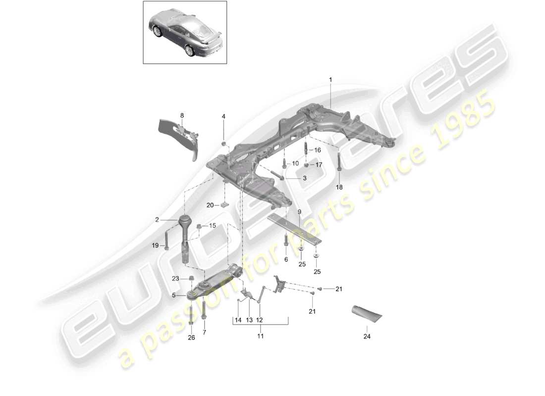 porsche 2021 (991-2 r/gt3/rs) querträger querlenker d - mj 2019>>speedster teilediagramm