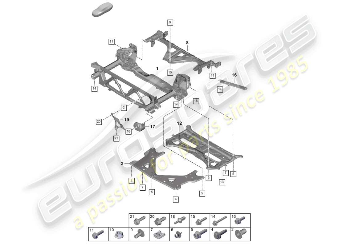 porsche 2025 (panamera 976) querträger stützrahmen schutzblech teilediagramm