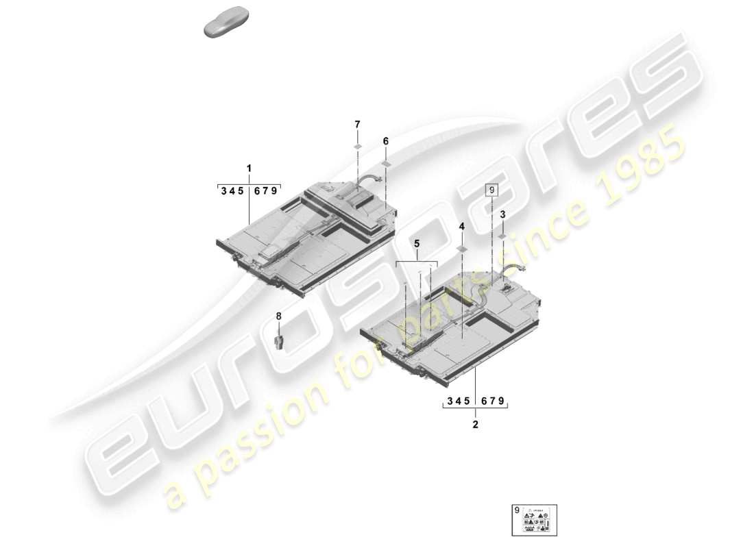 porsche 2026 (taycan 9j1-2) ersatzakku elektroantrieb hinweis teilediagramm