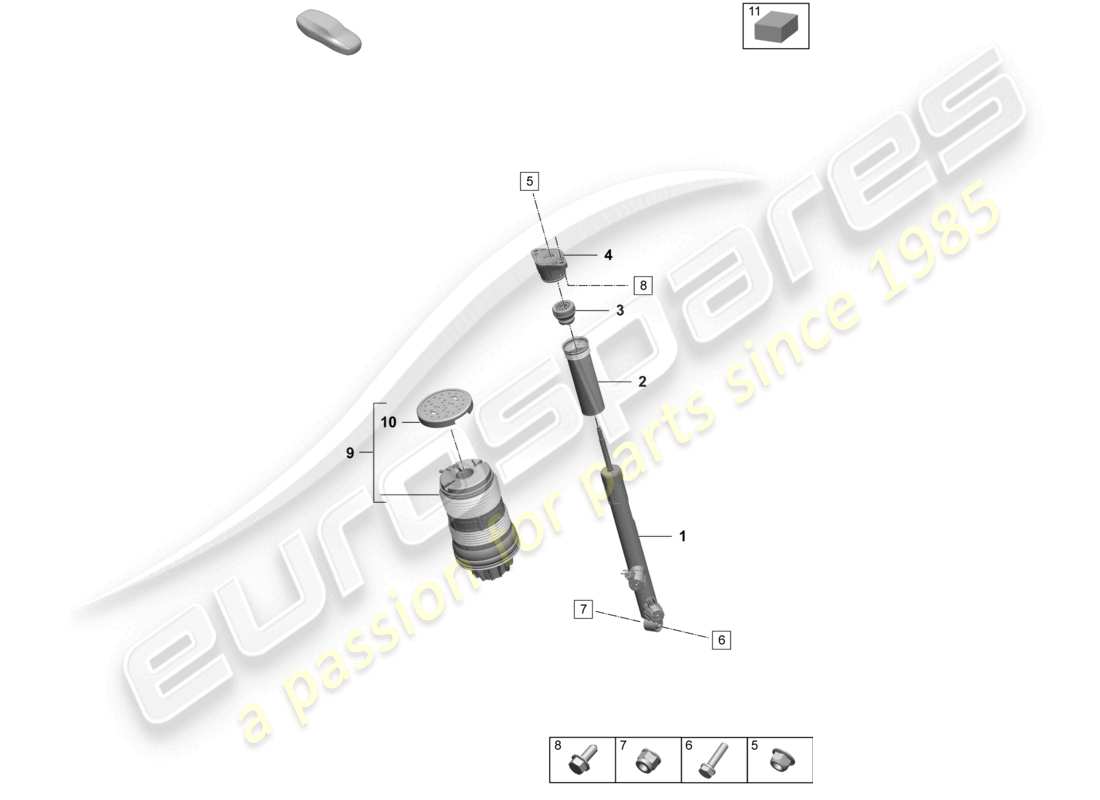 porsche 2026 (taycan 9j1-2) luftfederung stoßdämpfer teilediagramm