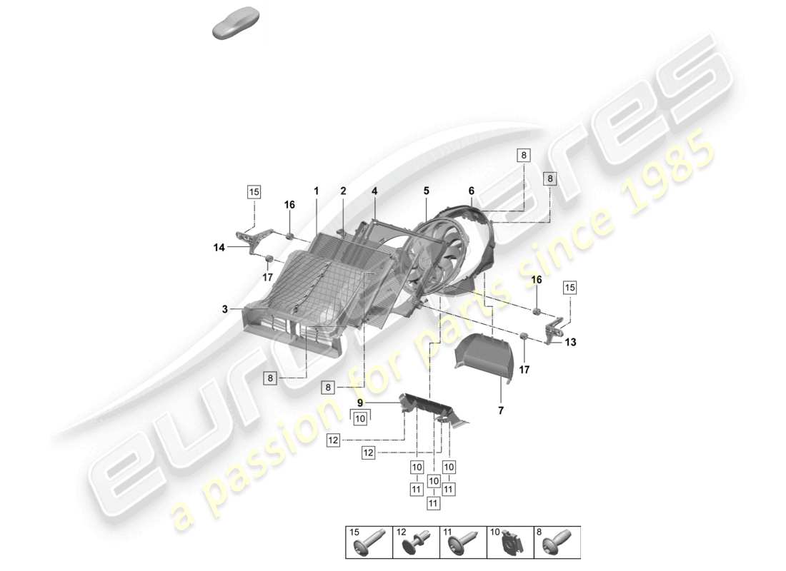 porsche 2025 (macan-e) kühlmittelkühlsystem kühler für kühlmittel teilediagramm