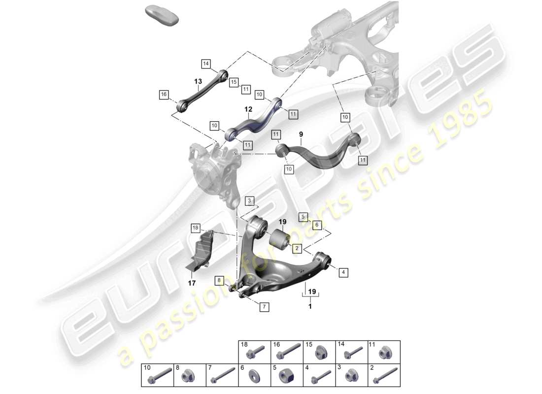 porsche 2025 (panamera 976) wishbone-ersatzteildiagramm