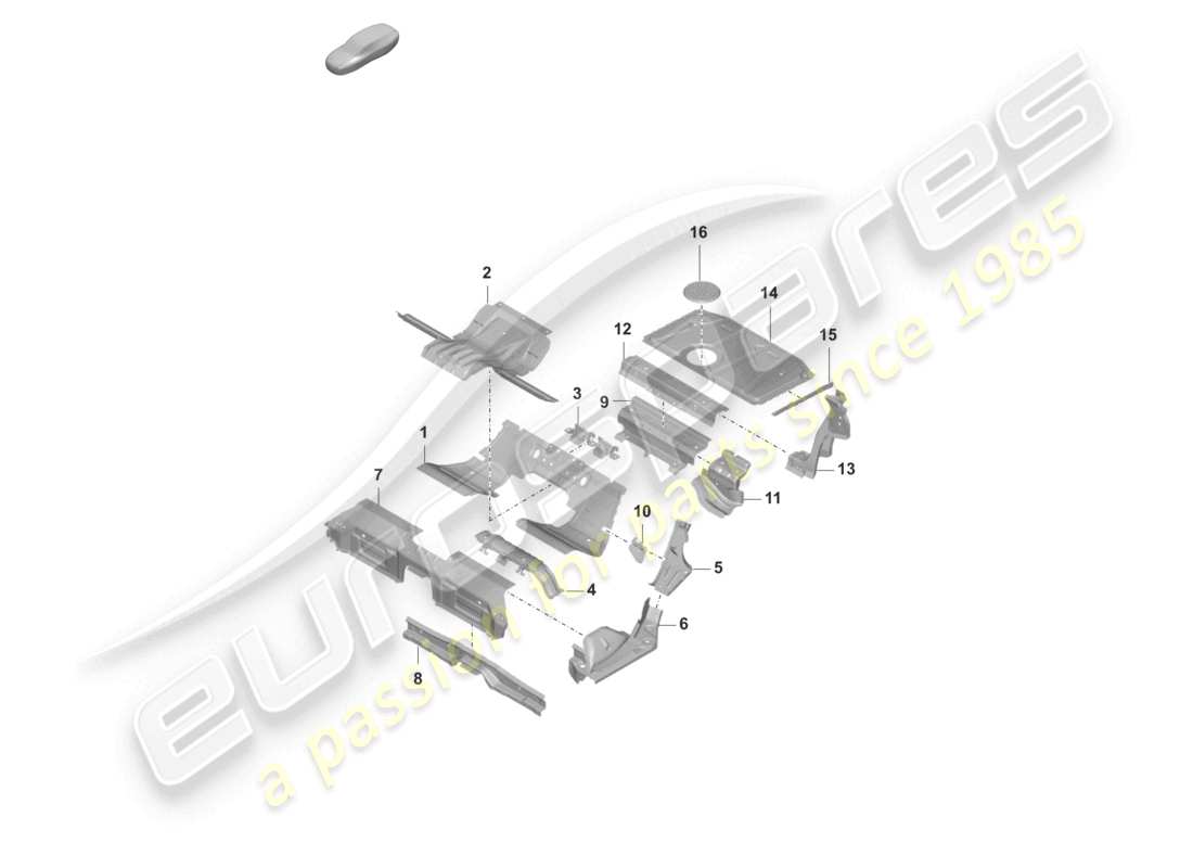 porsche 2020 (taycan 9j1-1) hinteres ende hintere bodenplatte sitzstütze teilediagramm