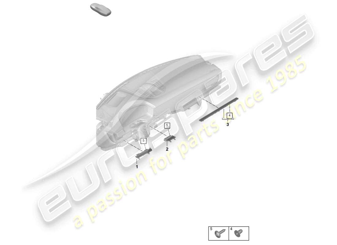 porsche 2025 (panamera 976) armaturenbrett-befestigungsteile, untere formteile, teilediagramm