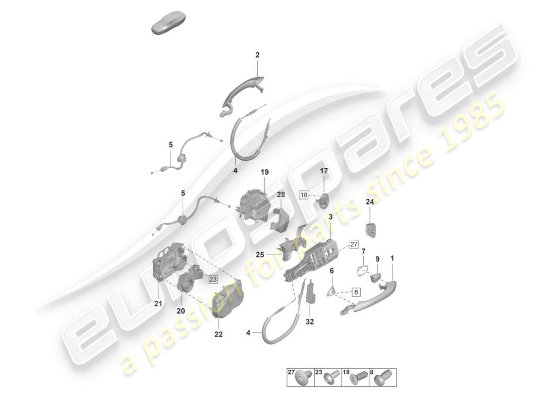 porsche 2023 (panamera 971-2) türgriff, außen hinten türschloss teilediagramm