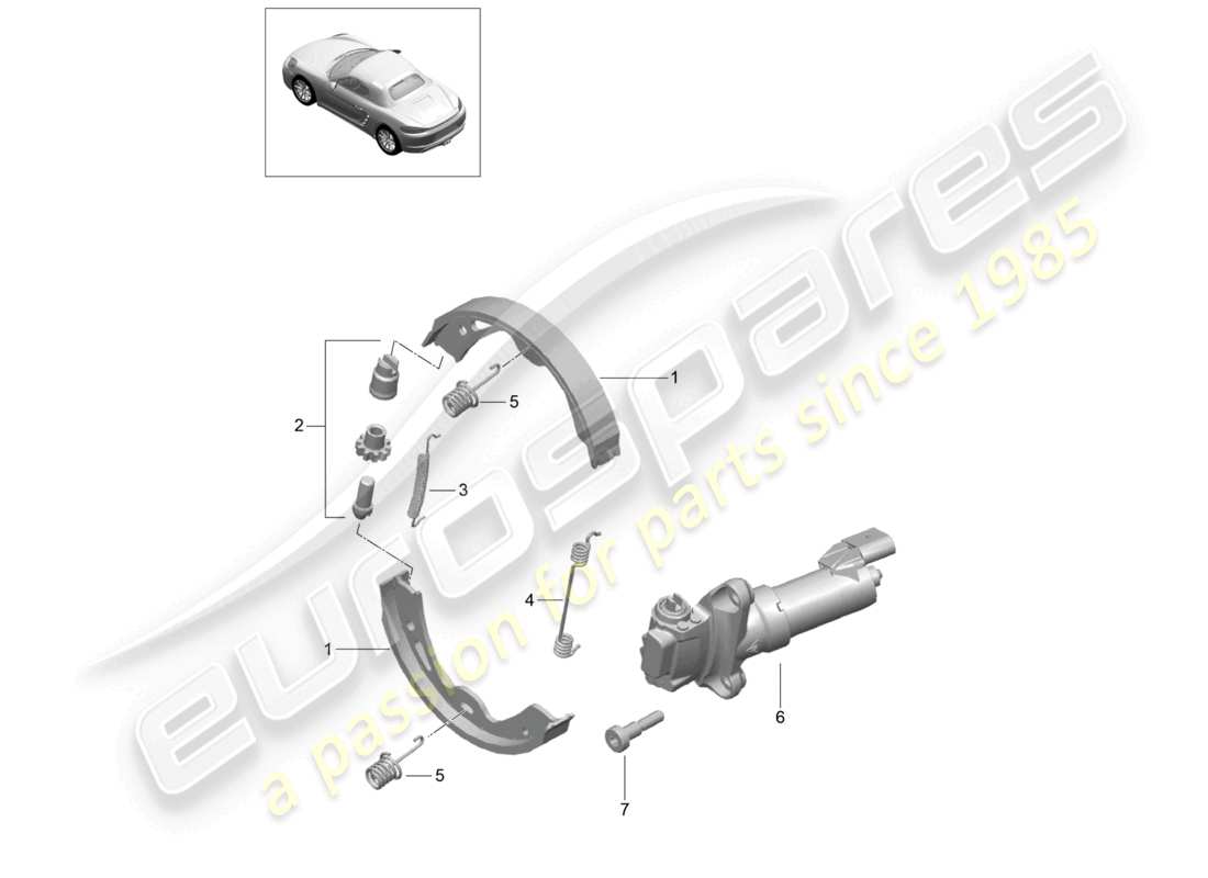 porsche 2022 (718 boxster) feststellbremse ------------------------------ teilediagramm