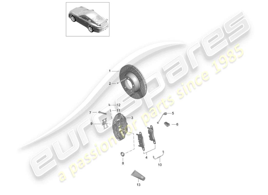 porsche 2021 (991-2 r/gt3/rs) scheibenbremse hinterachse d >>- mj 2017 ersatzteilzeichnung