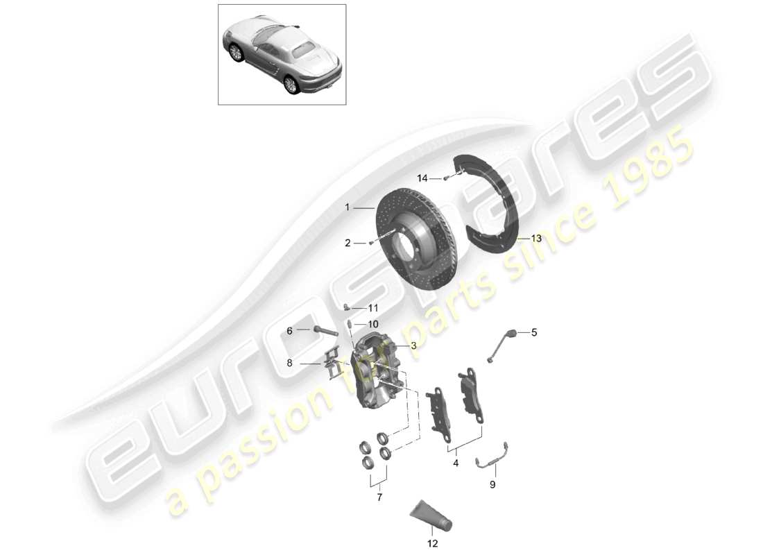 porsche 2023 (718 boxster) scheibenbremse hinterachse ------------------------------ teilediagramm