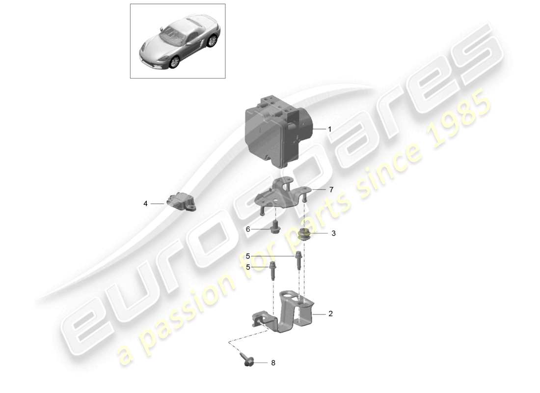 porsche 2021 (718 boxster) hydraulikaggregat antiblockiersystem -abs- ersatzteilliste