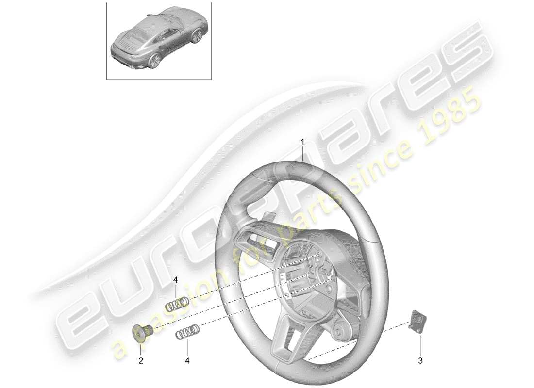 porsche 2018 (991-2 turbo) lenkrad teilediagramm