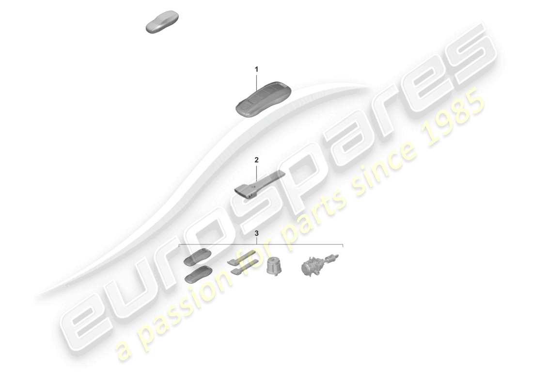 porsche 2021 (992-1 gt3/rs/st) handsender notschlüssel mit spezifischem schloss 1 schließzylindersatz mit handsender & notschlüssel ohne festgelegte schlossnummer ersatzteildiagramm