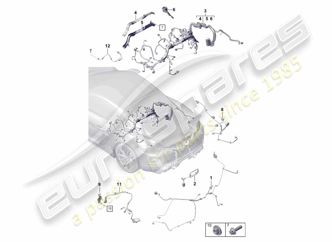 porsche 2021 (718 cayman gt4) kabelbäume hinten verkleidung motor getriebe hinterachse teilediagramm